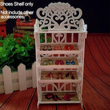 Pink Doll Wardrobe Dollhouse Furniture Plastic Storage Cabinet Closet Organizer Storage Dollhouse Kid Room Furniture Accessories