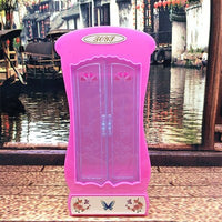 Pink Doll Wardrobe Dollhouse Furniture Plastic Storage Cabinet Closet Organizer Storage Dollhouse Kid Room Furniture Accessories